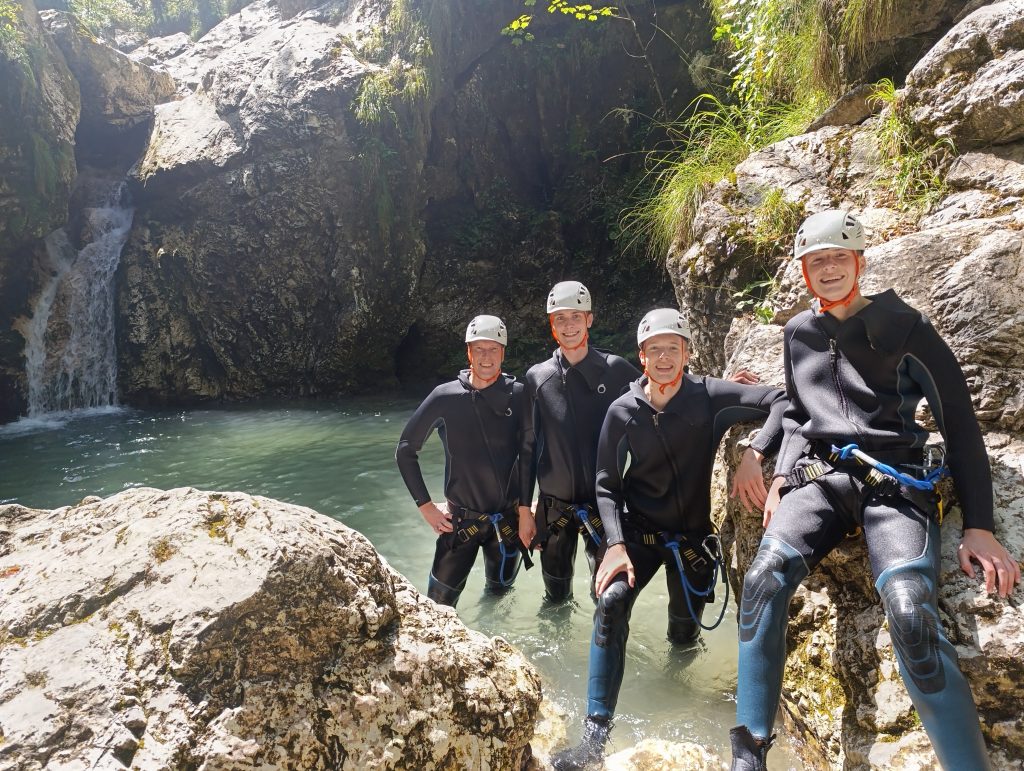Guided canyoning adventure in Bovec Soča Valley Slovenia